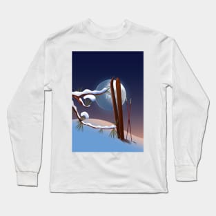 Skiing under a full moon. Long Sleeve T-Shirt